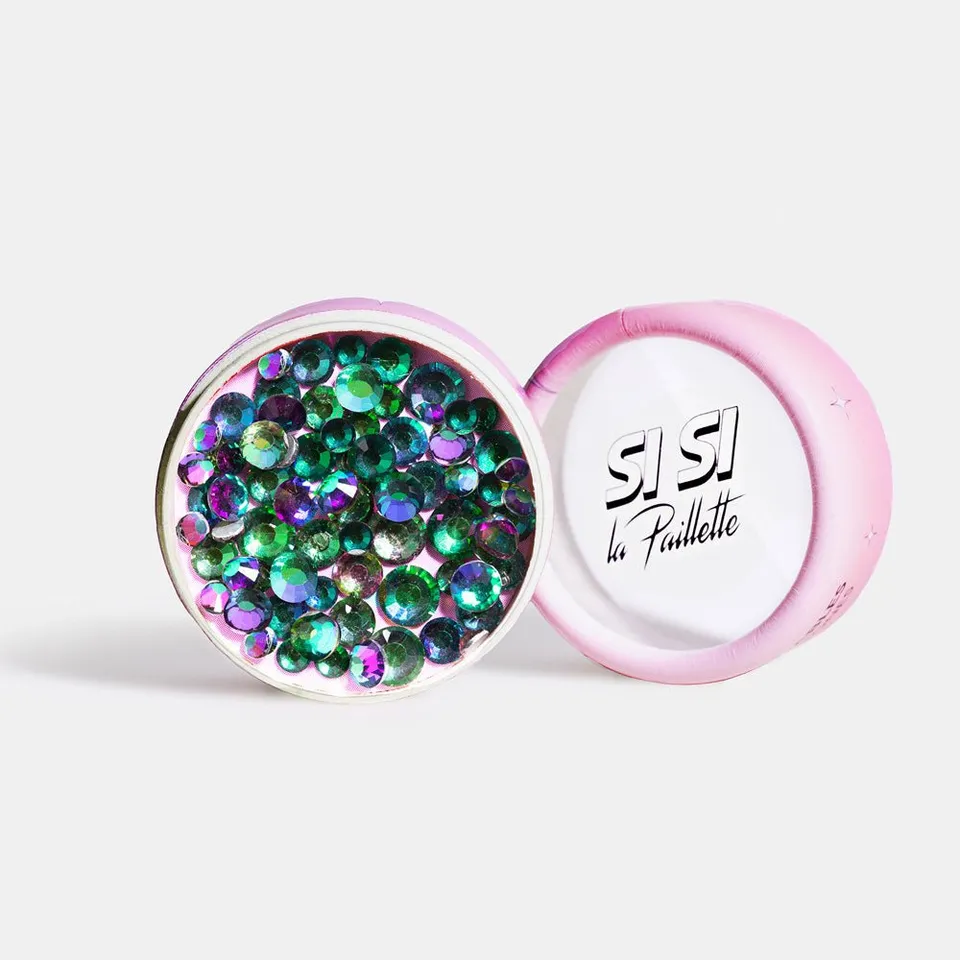 si-si-la-paillette-strass-r-utilisables-paon-verre-vert-accessoires image 1