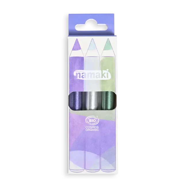 namaki-crayons-de-maquillage-paillet-s-jumbo-violet-argent-vert image 1