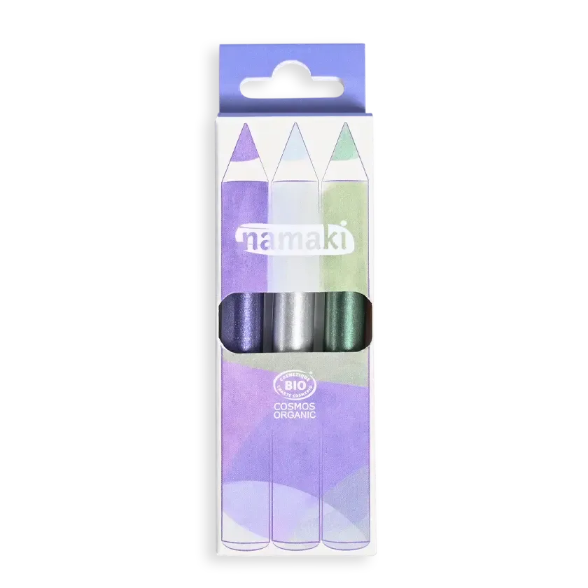 namaki-crayons-de-maquillage-paillet-s-jumbo-violet-argent-vert image 1