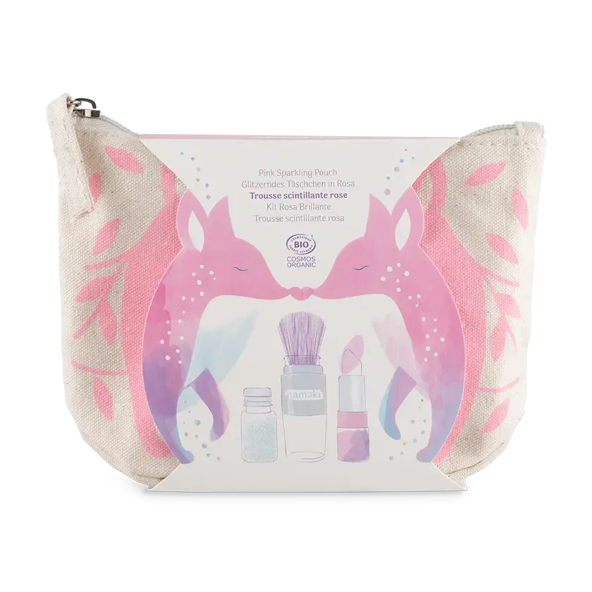 namaki-pochette-maquillage-enfant-rose-paillettes-baume image 1