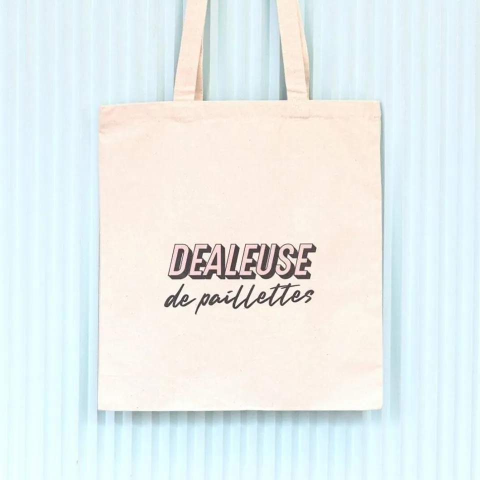 si-si-la-paillette-tote-bag-dealeuse-de-paillettes-sac-coton-bio image 1