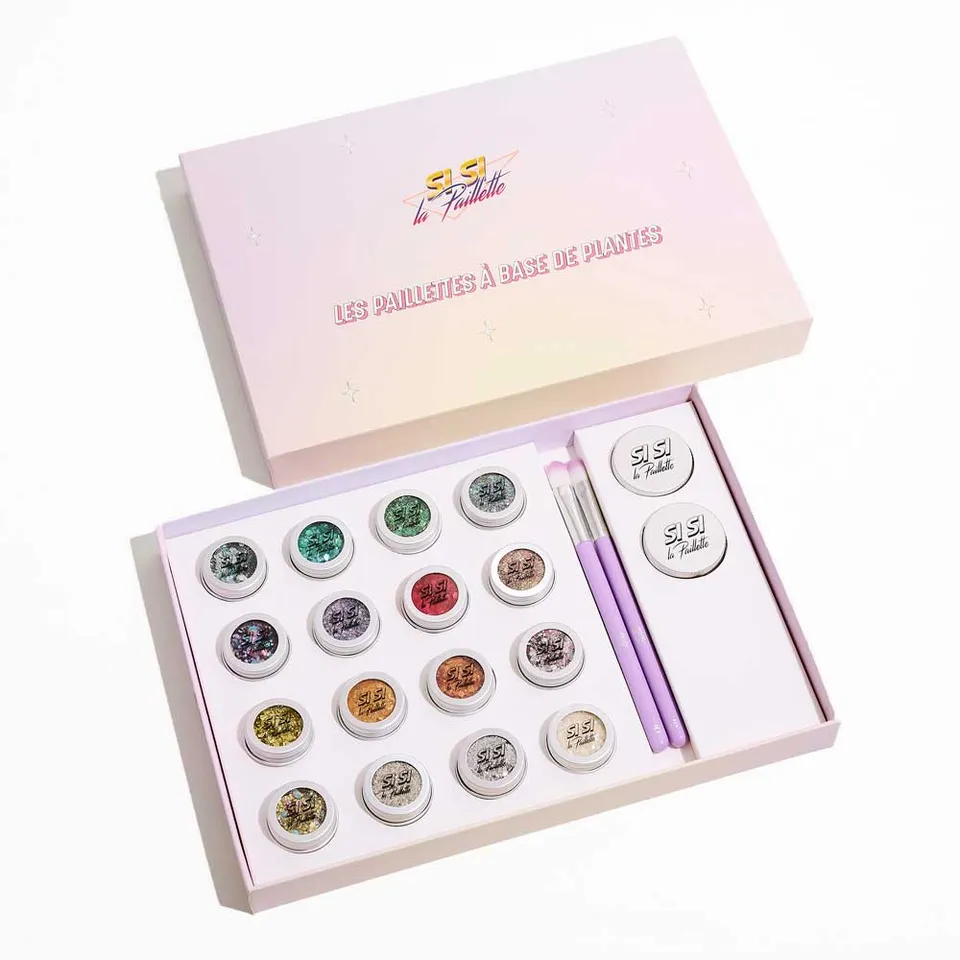 si-si-la-paillette-maxi-bar-paillettes-kit-16-pots-2-baumes-2-pinceaux image 1