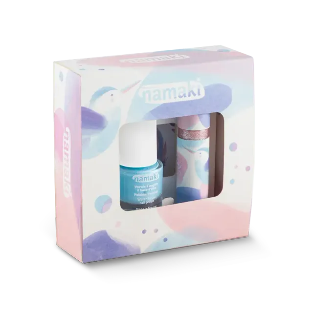 namaki-coffret-trio-bleu-enfant-vernis-gloss-tatouages image 1