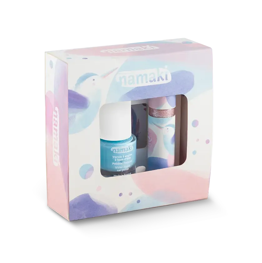 namaki-coffret-trio-bleu-enfant-vernis-gloss-tatouages image 1