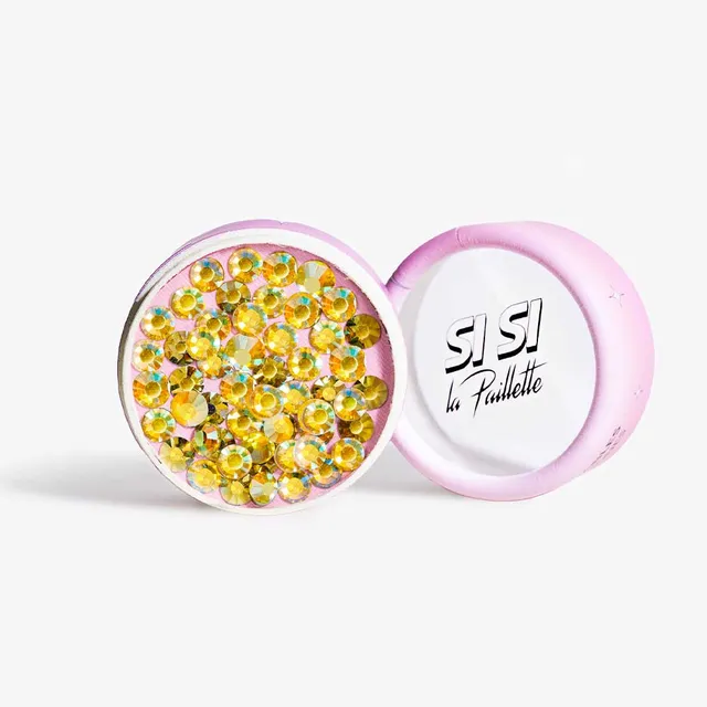 si-si-la-paillette-strass-r-utilisables-honey-jaune-bo-te-strass-visage image 1