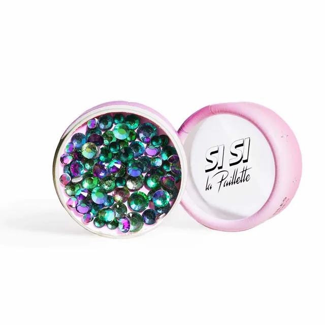 si-si-la-paillette-strass-paon-verre-vert-r-utilisables image 1