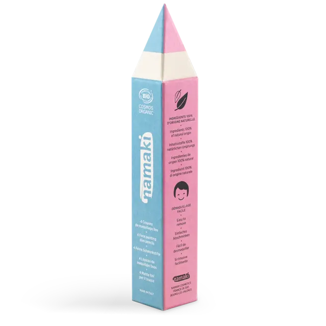 namaki-set-4-crayons-fins-enfants-jaune-rose-turquoise-blanc image 1