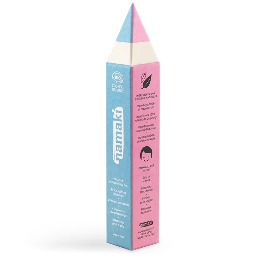 namaki-set-4-crayons-fins-enfants-jaune-rose-turquoise-blanc image 1