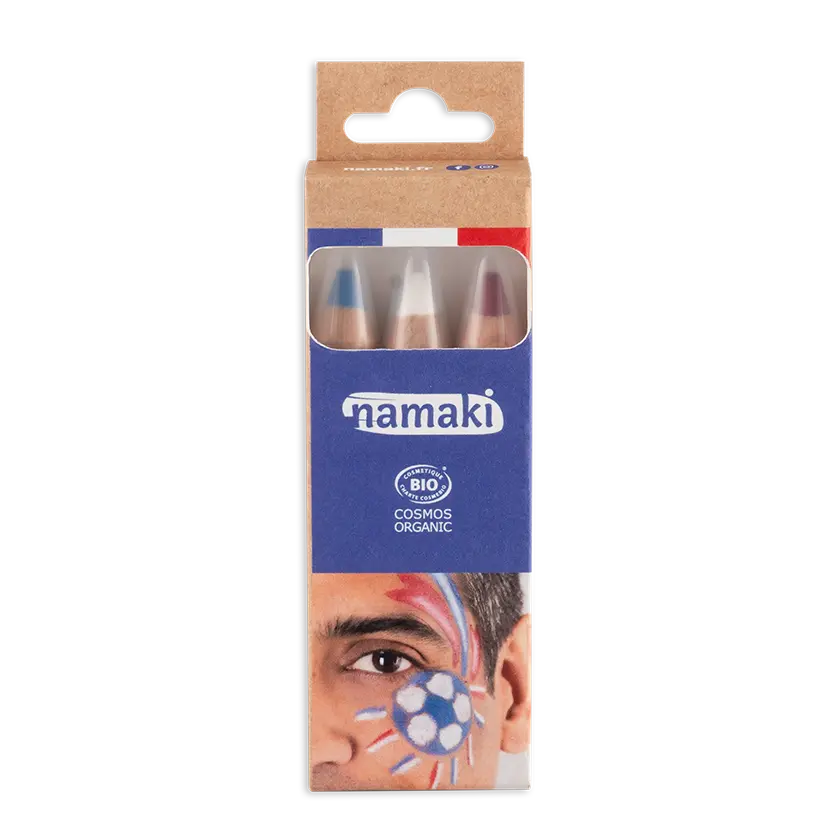 namaki-supporter-bleu-blanc-rouge-3-crayons-maquillage-enfant image 1