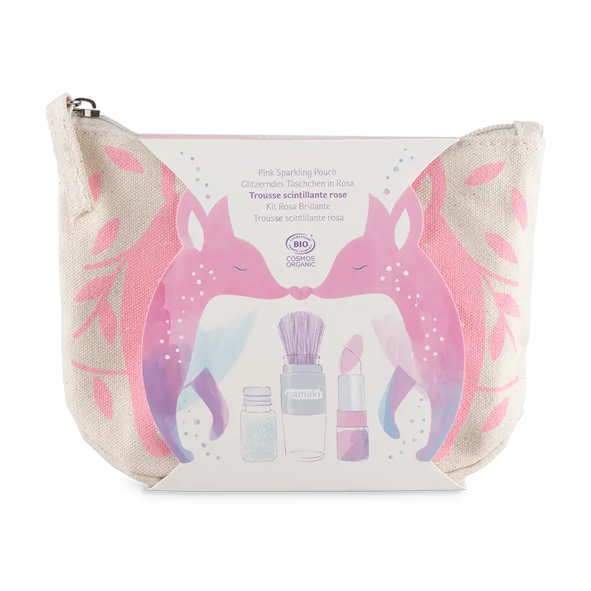 namaki-pochette-maquillage-enfant-rose-paillettes-baume image 1