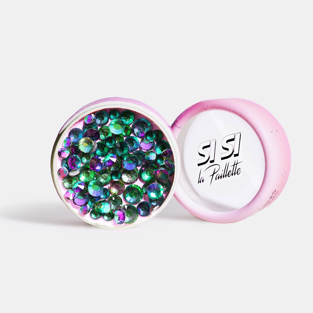 si-si-la-paillette-strass-r-utilisables-paon-verre-vert-accessoires image 1