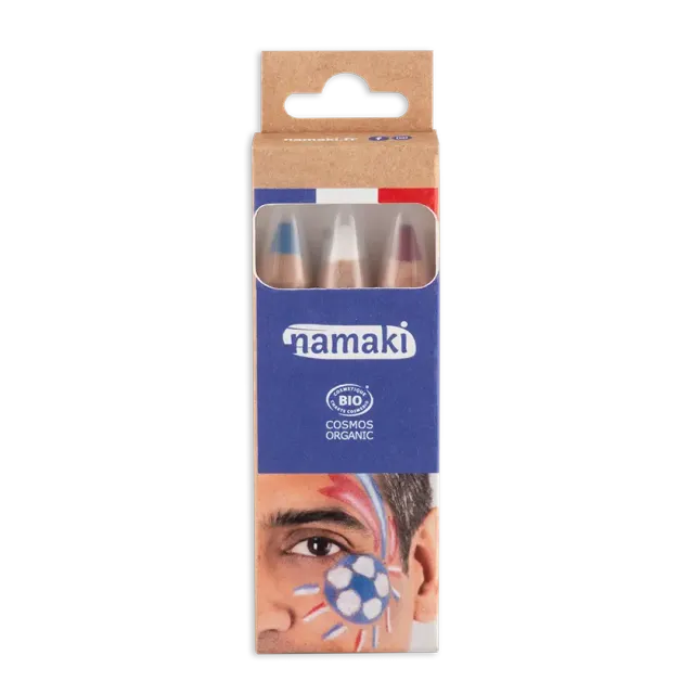 namaki-supporter-bleu-blanc-rouge-3-crayons-maquillage-enfant image 1