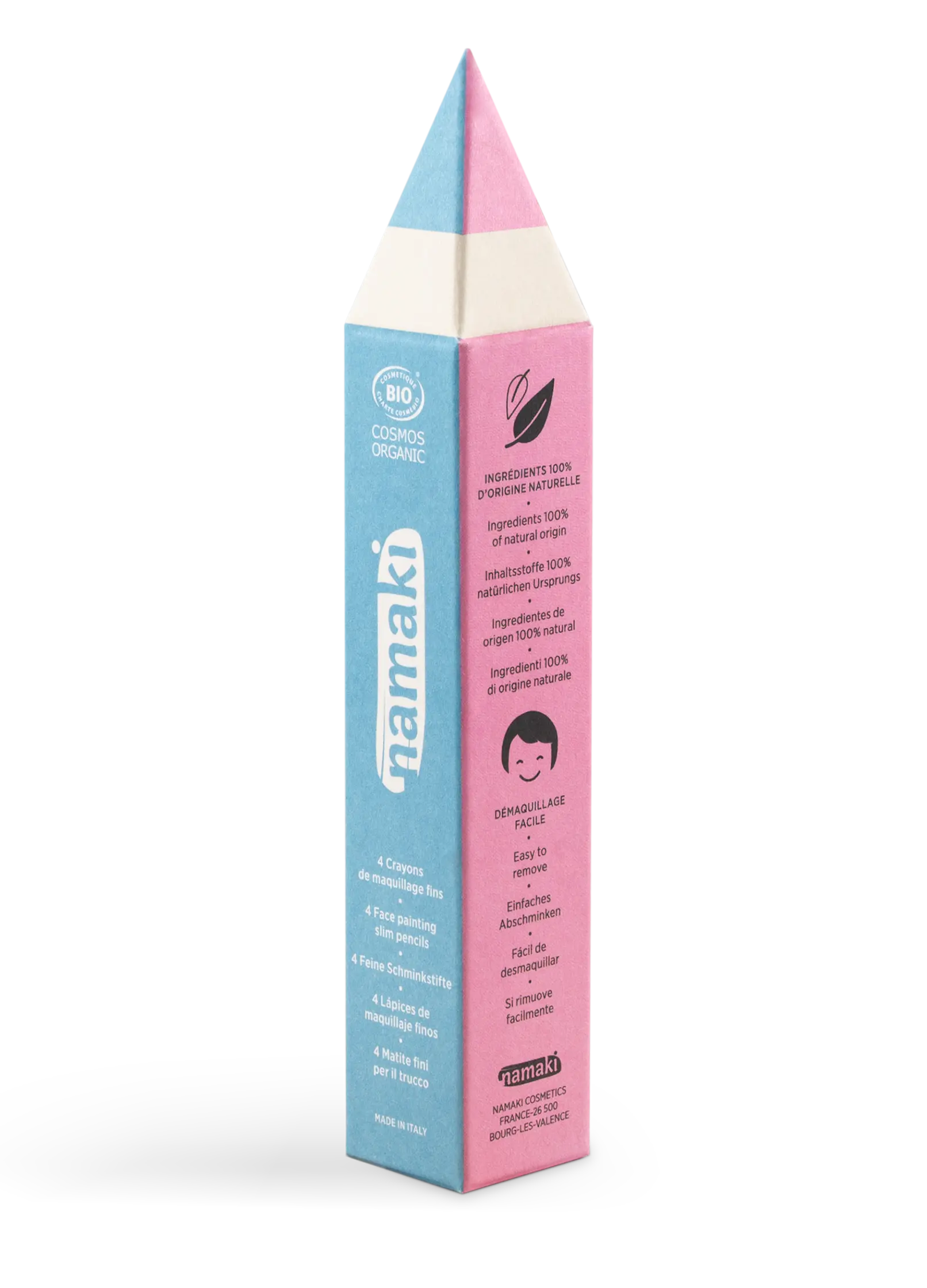 namaki-set-4-crayons-fins-enfants-jaune-rose-turquoise-blanc image 2