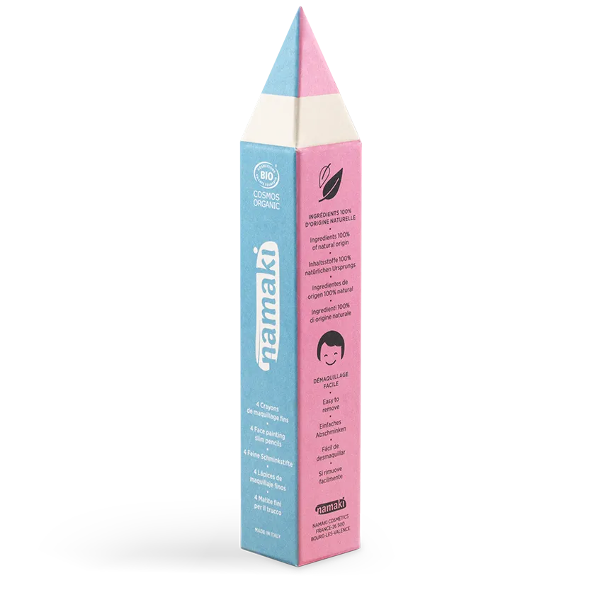 namaki-set-4-crayons-fins-enfants-jaune-rose-turquoise-blanc image 1