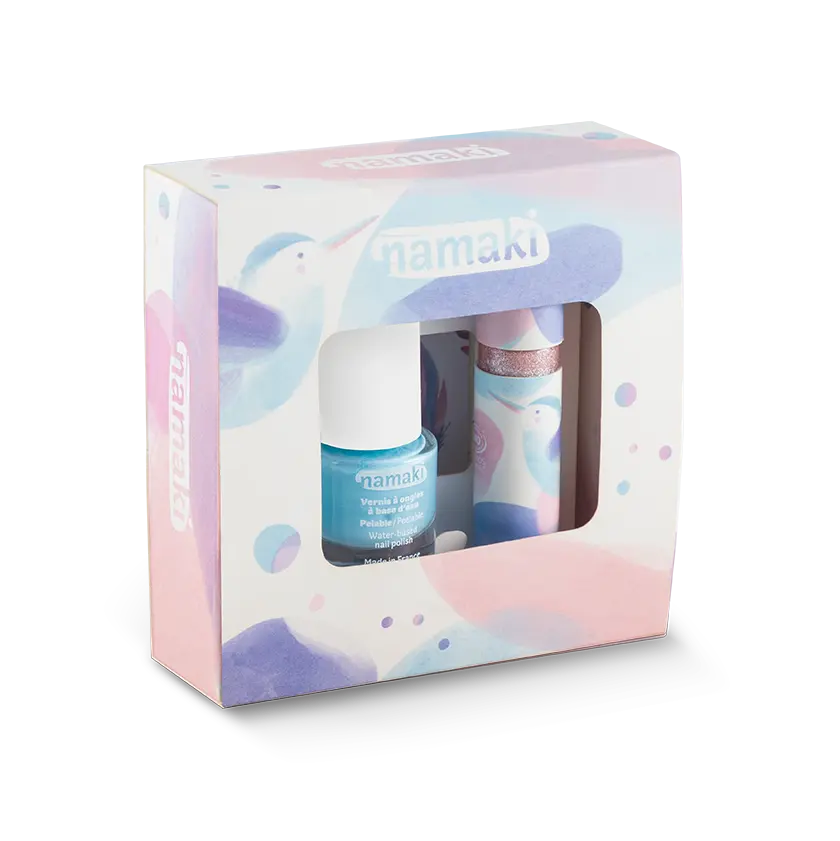 namaki-coffret-trio-bleu-enfant-vernis-gloss-tatouages image 1