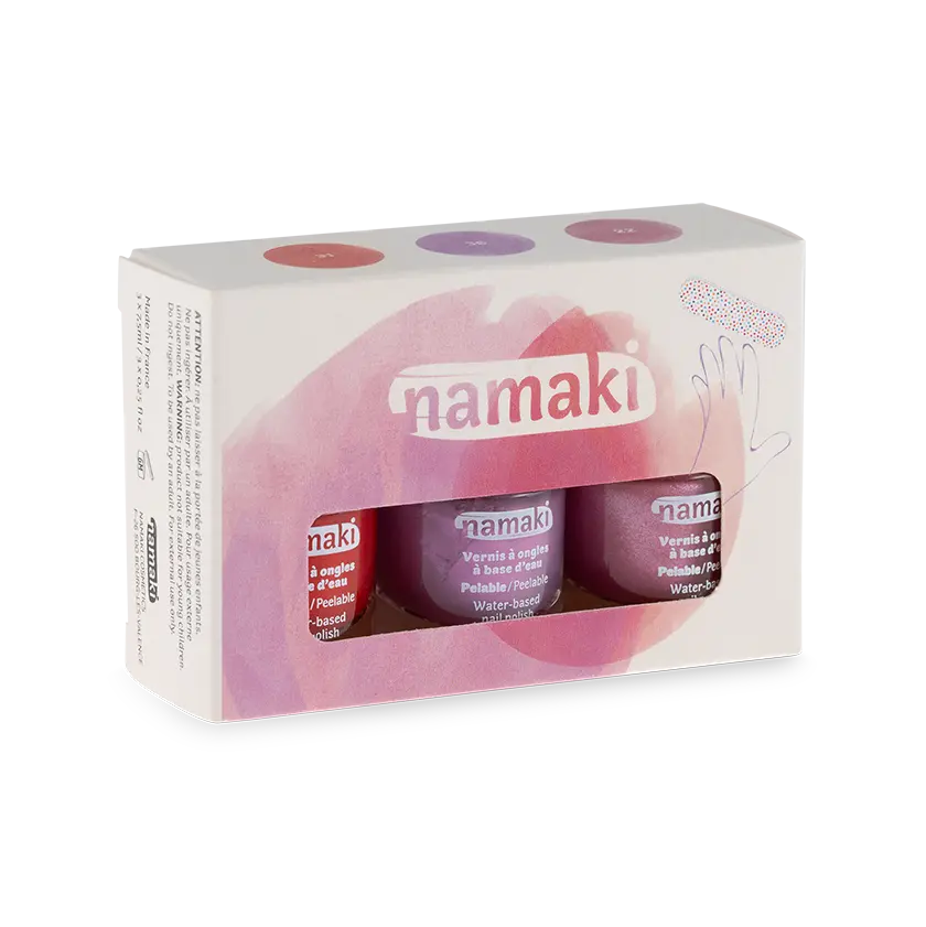 namaki-coffret-vernis-enfants-rose-ternelle-rose-paillet-mauve-griotte image 1