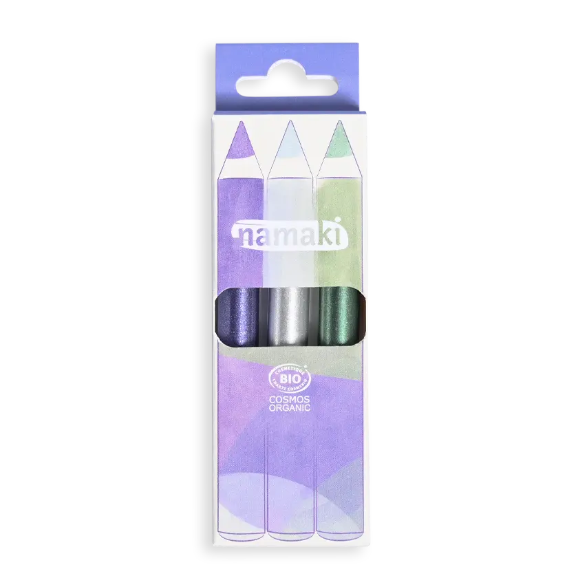 namaki-crayons-de-maquillage-paillet-s-jumbo-violet-argent-vert image 1