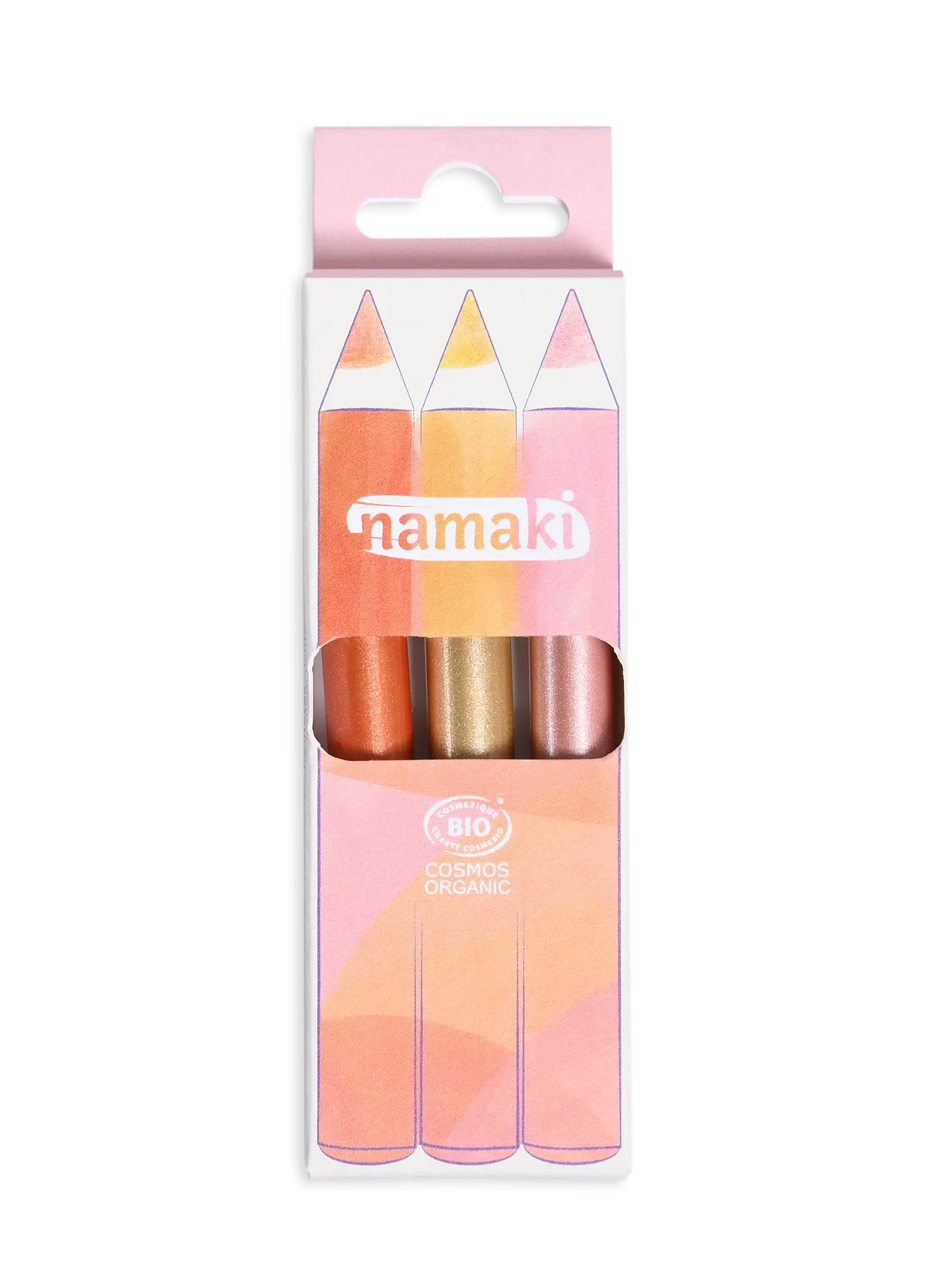 namaki-crayons-maquillage-paillettes-enfant-or-cuivre-rose-x3 image 2