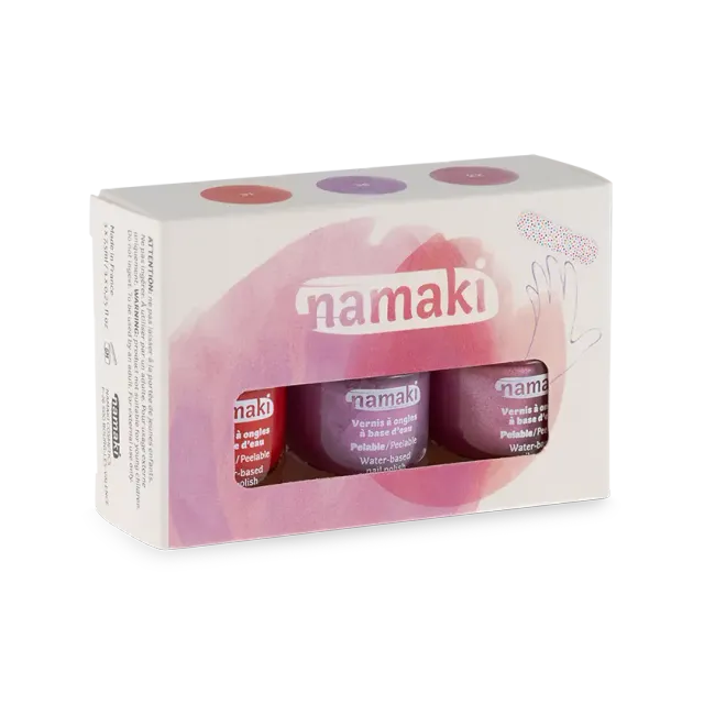 namaki-coffret-vernis-enfants-rose-ternelle-rose-paillet-mauve-griotte image 1