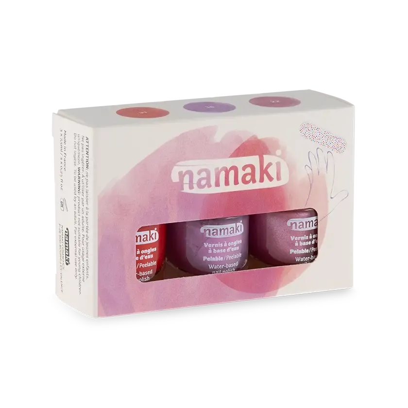 namaki-coffret-vernis-enfants-rose-ternelle-rose-paillet-mauve-griotte image 1